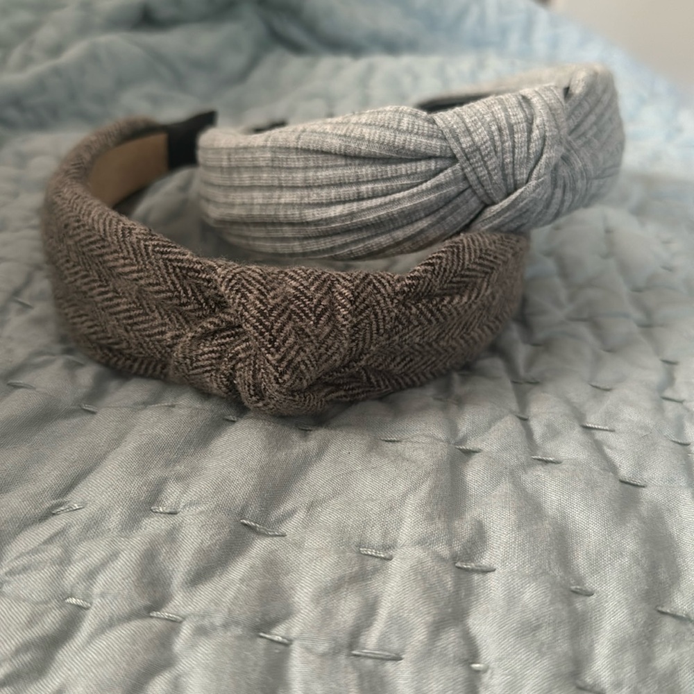 Pair of Grey Knot Headbands